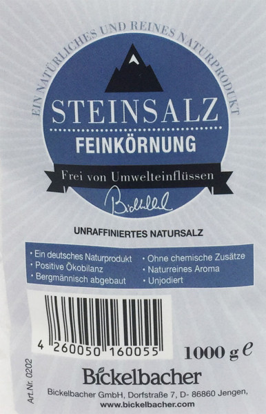 Bickelbacher Steinsalz (D) fein nicht raffiniert - 1kg