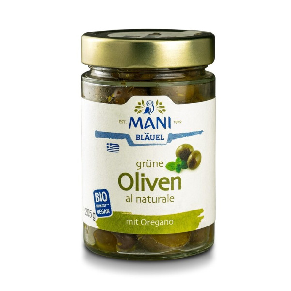 Grüne Oliven al naturale - bio - roh - Mani - NL Fair