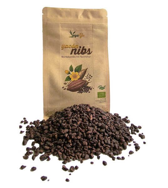 Yacón-Nibs - Kakaonibs in Yaconsirup - bio & roh